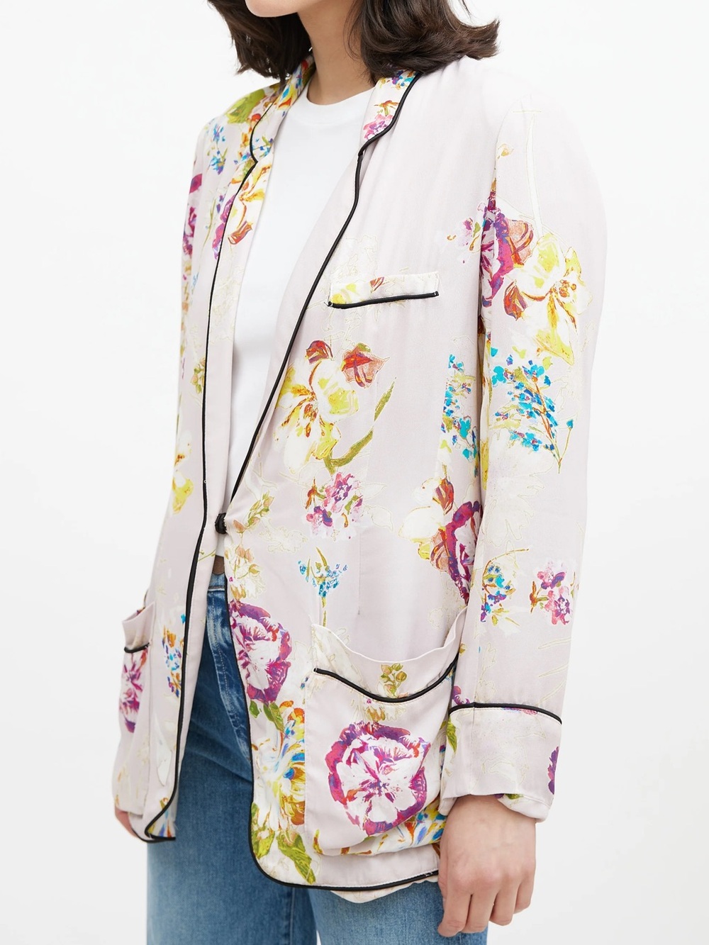 SMYTHE Pink Floral Silky Jacket Blazer